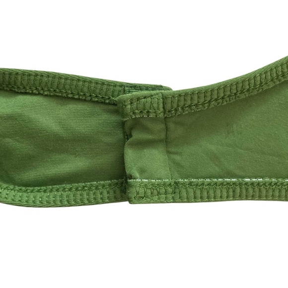 ZARA Bodysuit Long Sleeve Foldover Top Bright Olive Green Silky Smooth Stretch - Picture 13 of 15